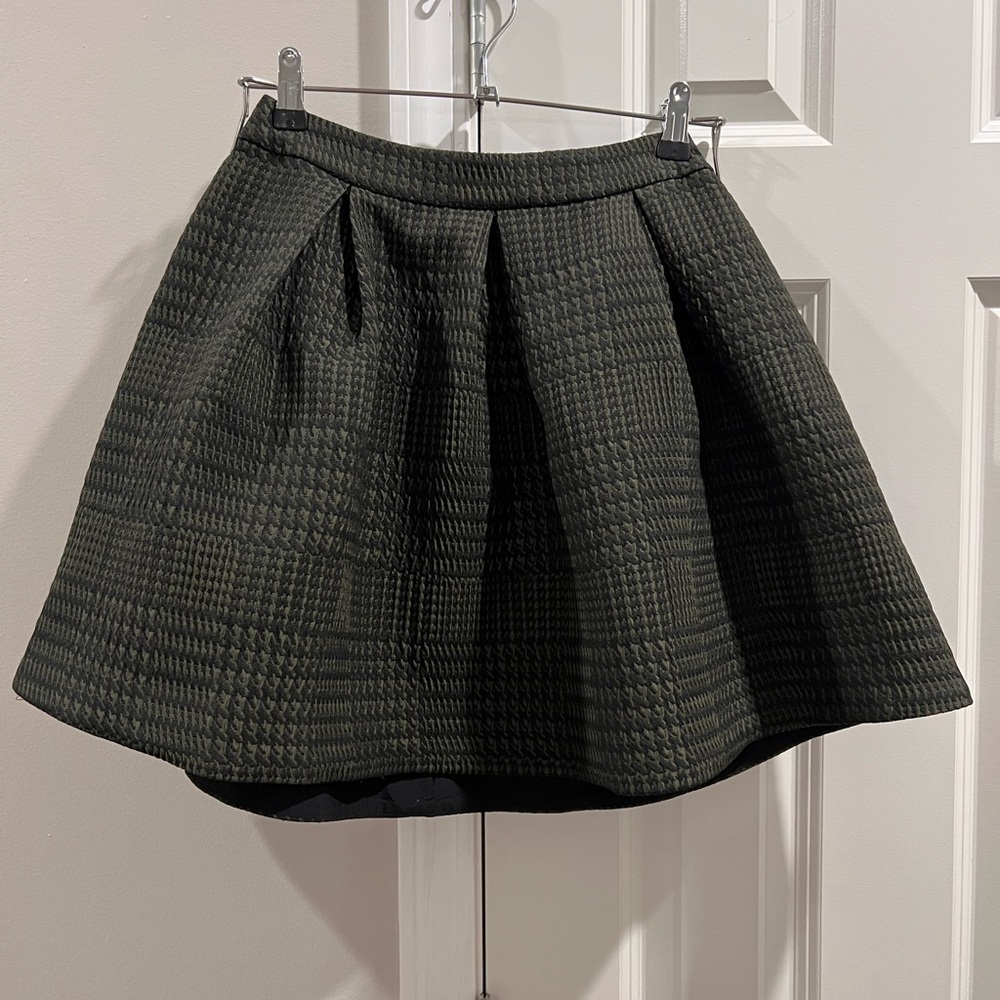 Express Black Plaid and Houndstooth Mini Skirt